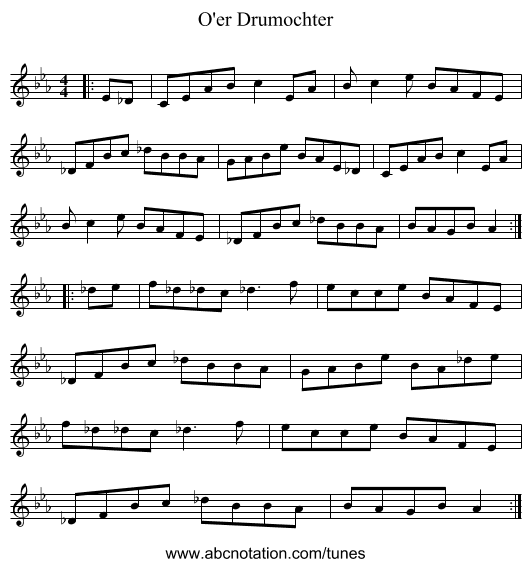 O'er Drumochter - staff notation