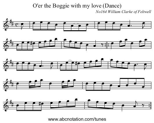 O'er the Boggie with my love (Dance) - staff notation
