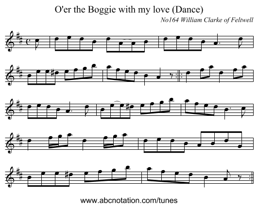 O'er the Boggie with my love (Dance) - staff notation