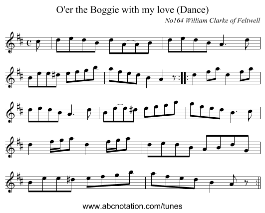 O'er the Boggie with my love (Dance) - staff notation