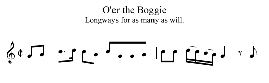 O'er the Boggie - staff notation