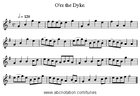 O'er the Dyke. - staff notation