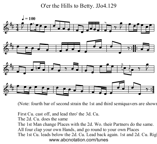 O'er the Hills to Betty. JJo4.129 - staff notation