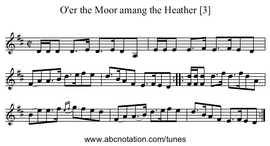 O'er the Moor amang the Heather [3] - staff notation