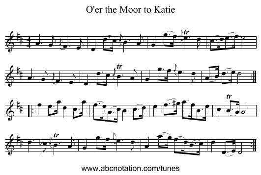 O'er the Moor to Katie - staff notation