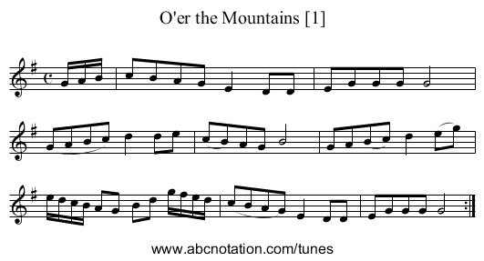O'er the Mountains [1] - staff notation