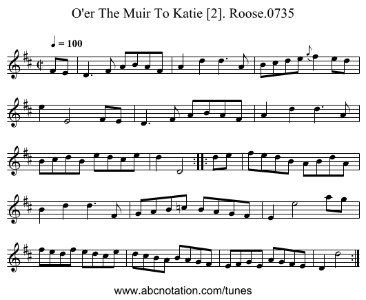 O'er The Muir To Katie [2]. Roose.0735 - staff notation