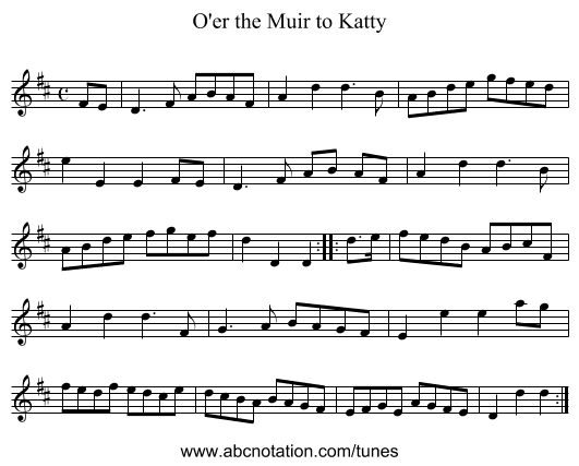 O'er the Muir to Katty - staff notation