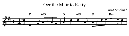 Oer the Muir to Ketty - staff notation