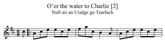 O’er the water to Charlie [2] - staff notation