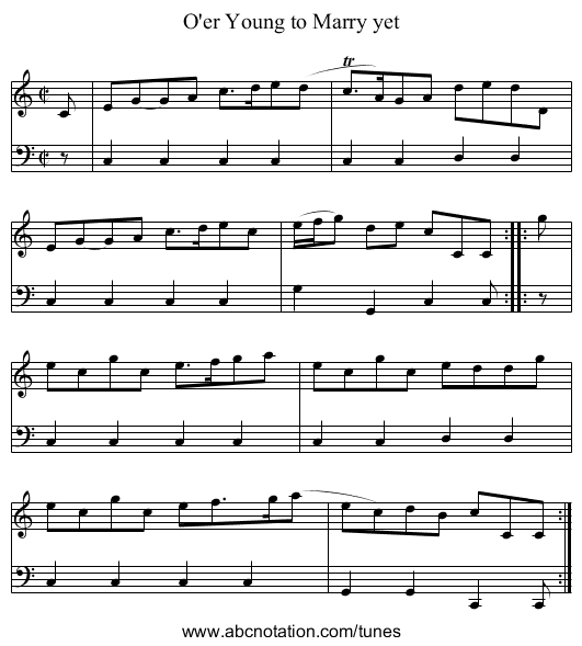 O'er Young to Marry yet - staff notation