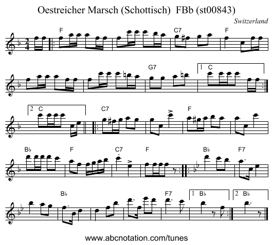 Oestreicher Marsch (Schottisch) FBb (st00843) - staff notation