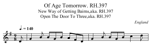 Of Age Tomorrow. RH.397 - staff notation