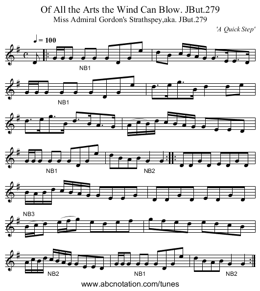 Of All the Arts the Wind Can Blow. JBut.279 - staff notation
