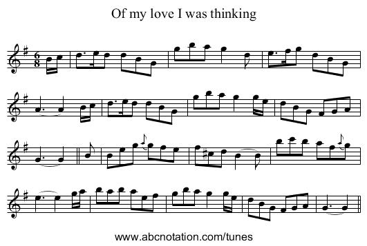 Of my love I was thinking - staff notation
