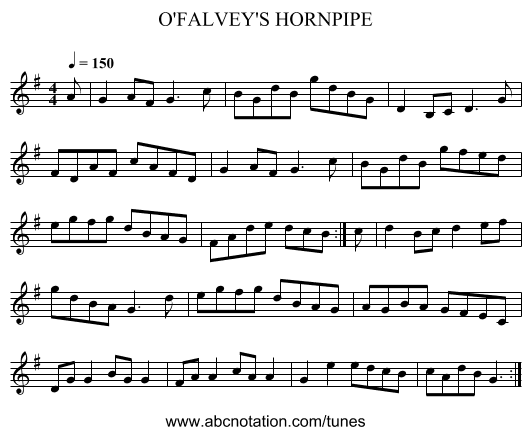 O'FALVEY'S HORNPIPE - staff notation