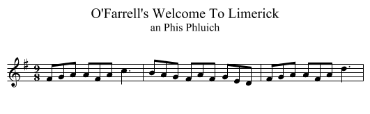 O'Farrell's Welcome To Limerick - staff notation