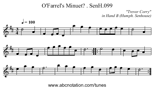 O'Farrel's Minuet? . SenH.099 - staff notation