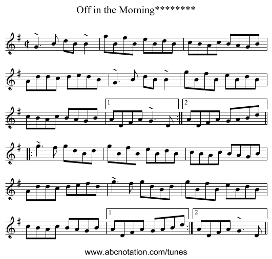 Off in the Morning******** - staff notation
