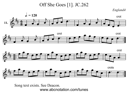 Off She Goes [1]. JC.262 - staff notation