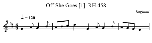Off She Goes [1]. RH.458 - staff notation