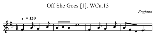 Off She Goes [1]. WCa.13 - staff notation
