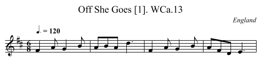 Off She Goes [1]. WCa.13 - staff notation