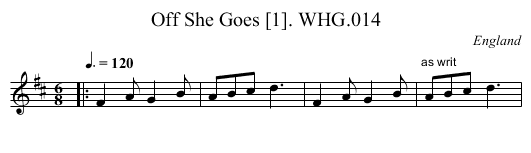 Off She Goes [1]. WHG.014 - staff notation
