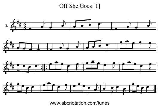Off She Goes [1] - staff notation