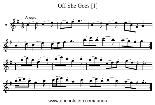 Off She Goes [1] - staff notation