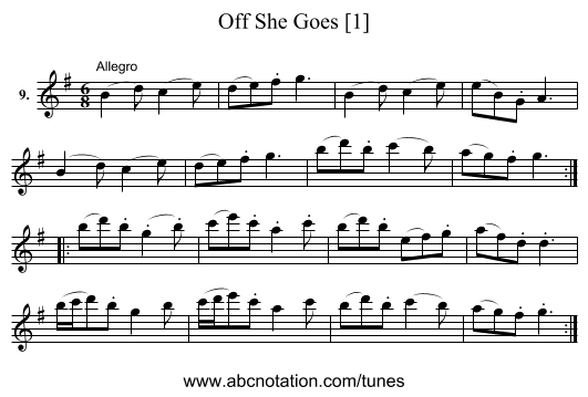 Off She Goes [1] - staff notation