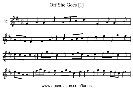 Off She Goes [1] - staff notation