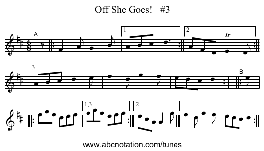 Off She Goes!   #3 - staff notation