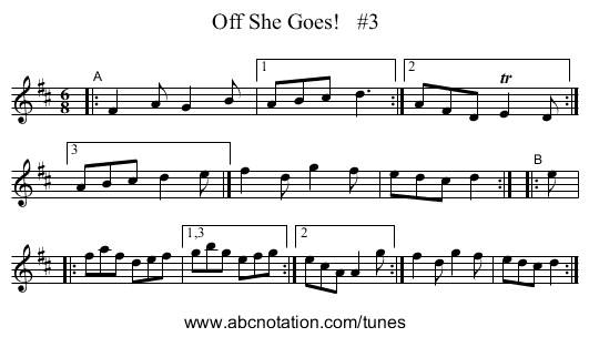Off She Goes!   #3 - staff notation
