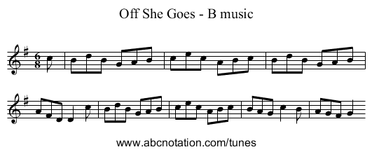 Off She Goes - B music - staff notation