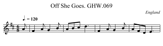 Off She Goes. GHW.069 - staff notation