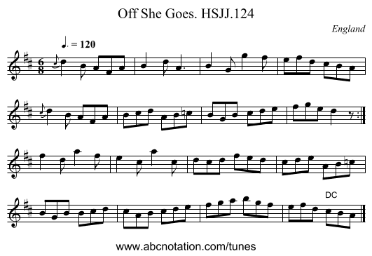 Off She Goes. HSJJ.124 - staff notation