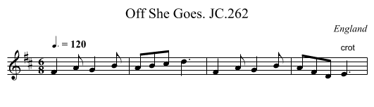 Off She Goes. JC.262 - staff notation