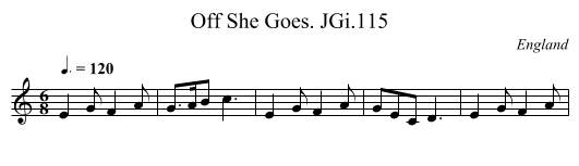 Off She Goes. JGi.115 - staff notation