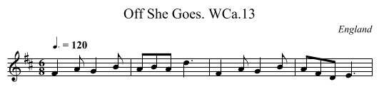 Off She Goes. WCa.13 - staff notation