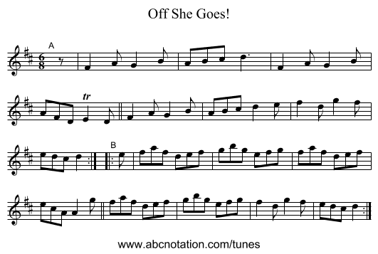 Off She Goes! - staff notation