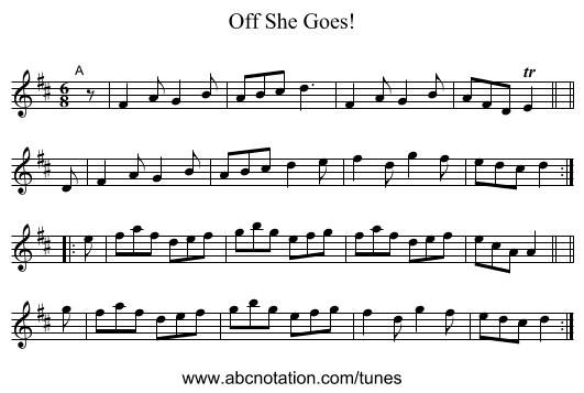 Off She Goes! - staff notation
