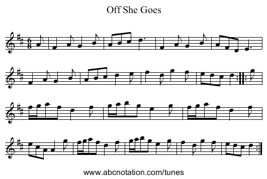 Off She Goes - staff notation