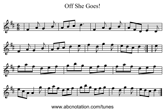 Off She Goes! - staff notation