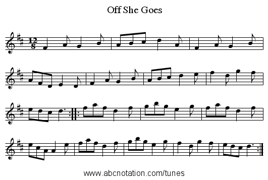 Off She Goes - staff notation
