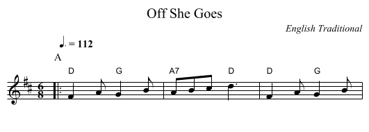 Off She Goes - staff notation