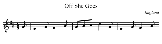 Off She Goes - staff notation