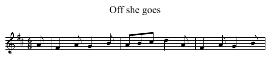 Off she goes - staff notation