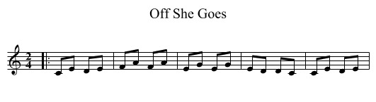 Off She Goes - staff notation