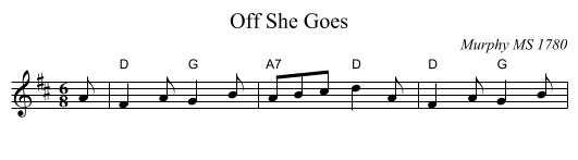Off She Goes - staff notation